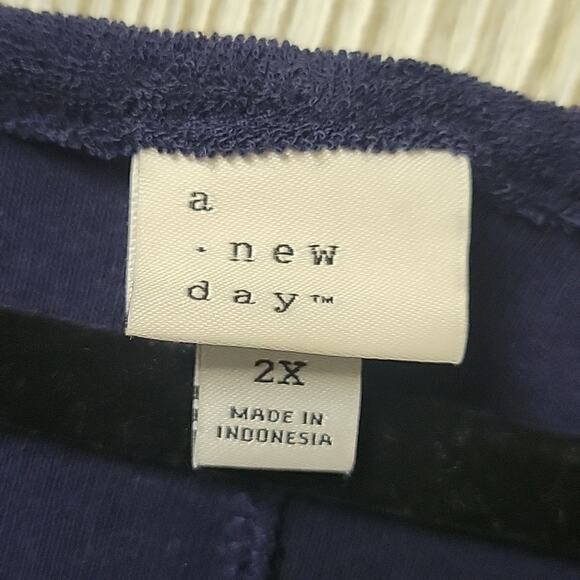 A New Day Navy Blue Sleeveless Terry Tank Dress Swimsuit Coverup Womens 2X NWT - Picture 4 of 12